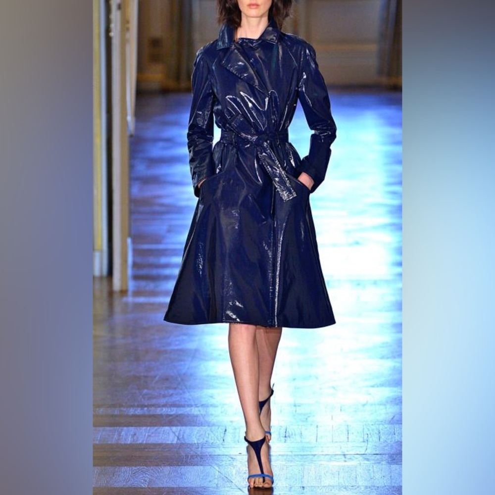 Martin Grant sz 42 navy blue patent trench coat
